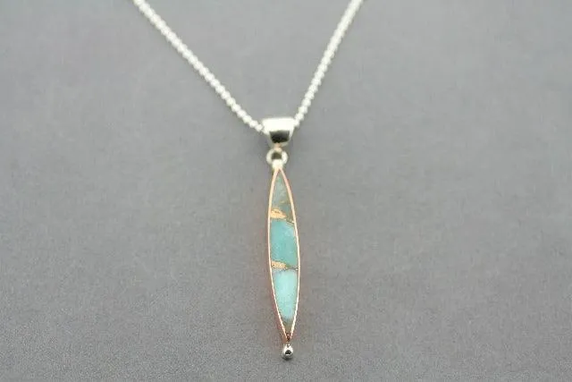 Copper stone pendant - bronzed amazonite on 45cm ball chain