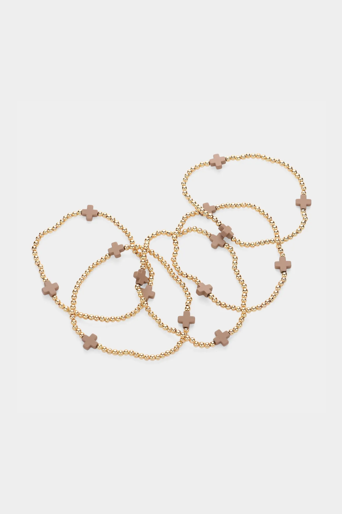 Cross Pointed Metal Ball Beaded Stretch Multi Layered Bracelets