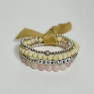 Custom Name Stack Luxe - Rose Quartz   Sterling Silver