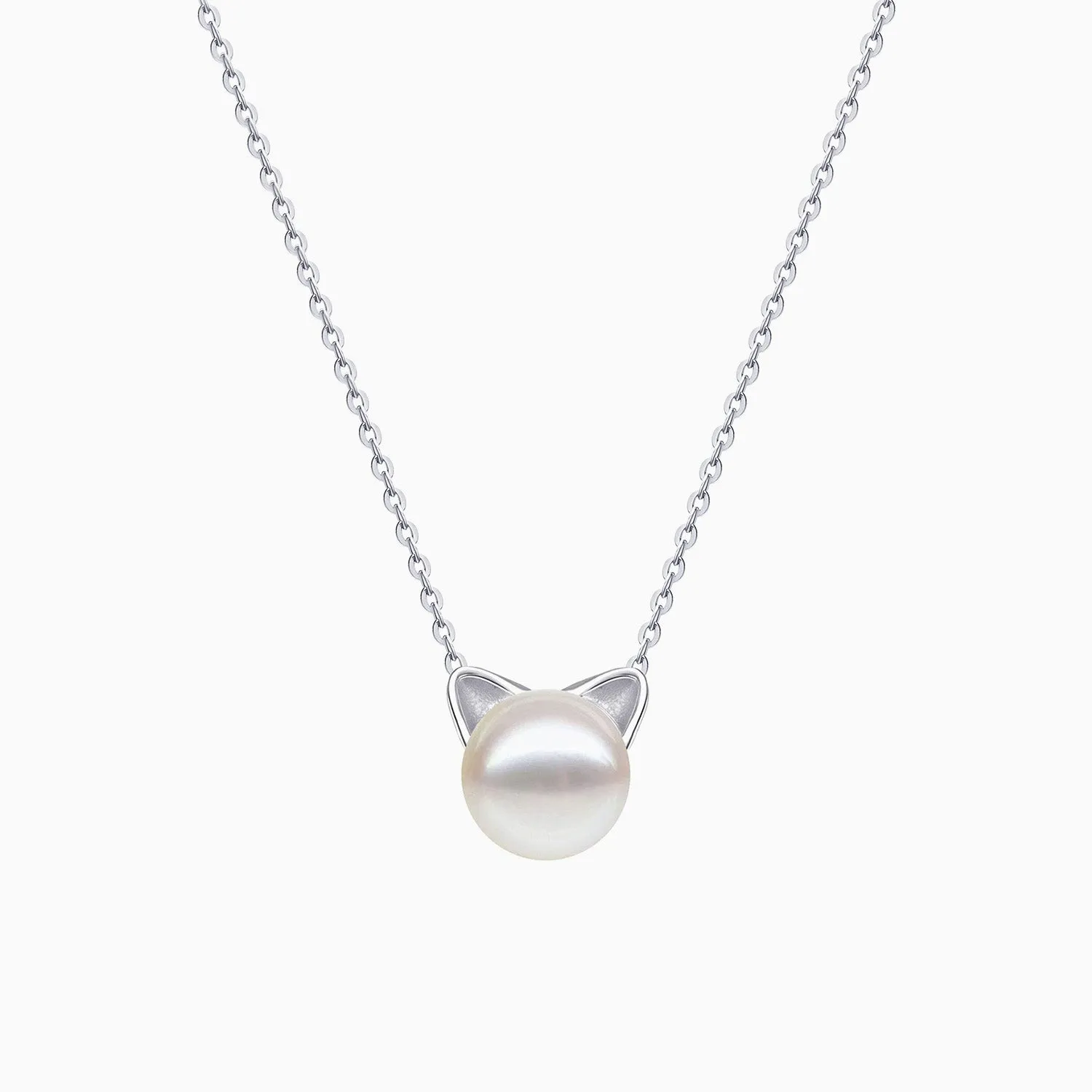 Cute Cat Pearl Pendant Necklace