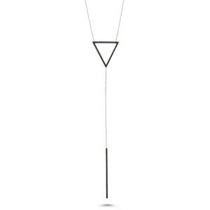 Dainty Silver Black Triangle & Line Pendant Necklace