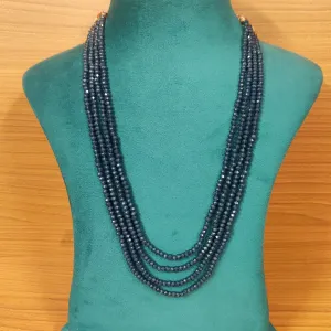 DARK BLUE CRYSTAL 4MM BEADS 4 LAYERED NECKLACE