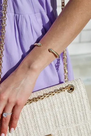 Date Night Pave Open Cuff Bracelet - Gold