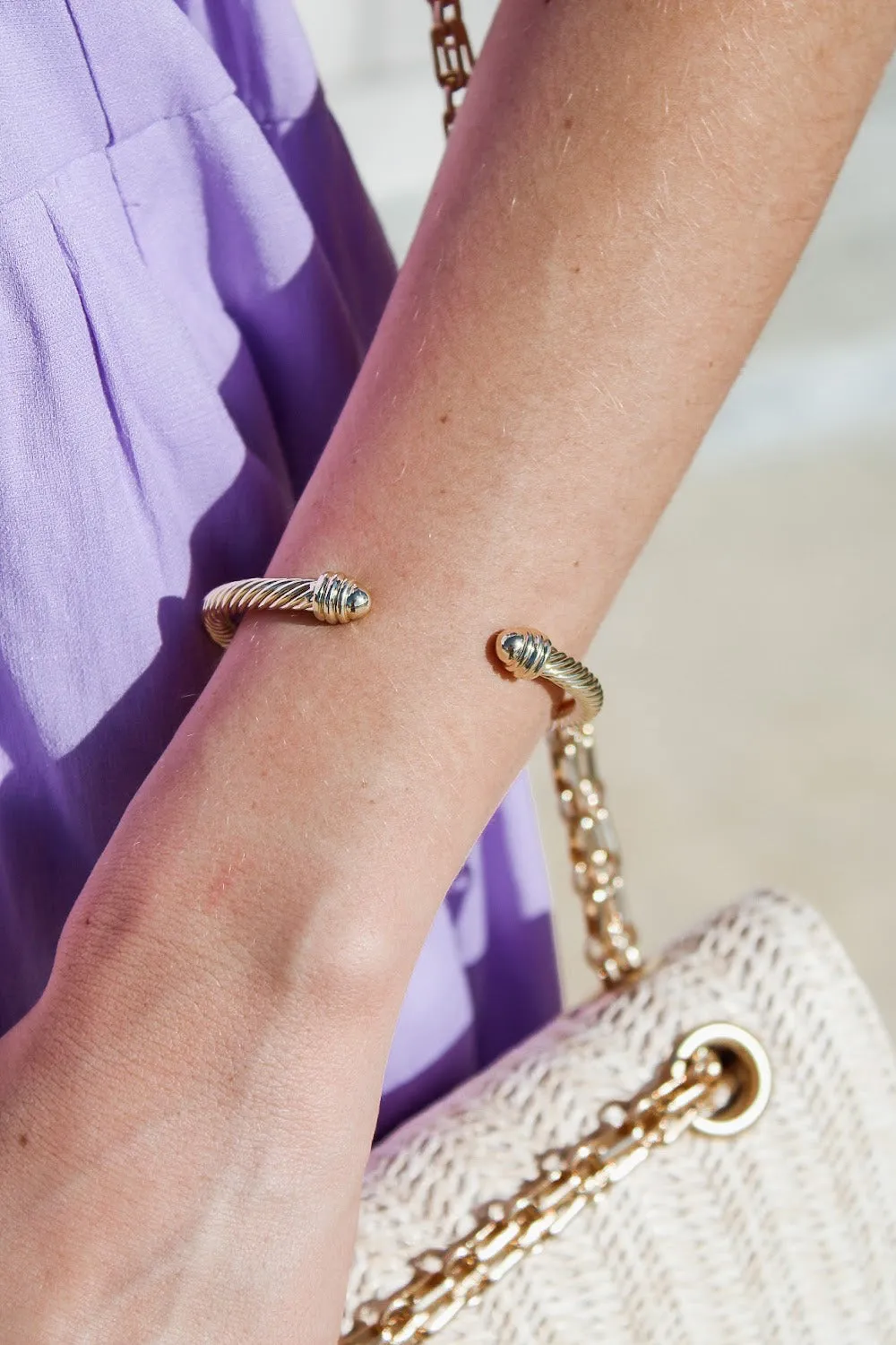 Date Night Pave Open Cuff Bracelet - Gold