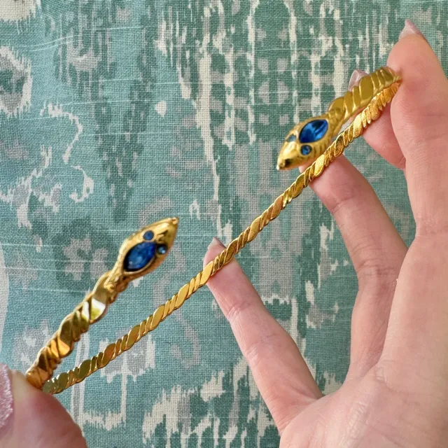 Delicate French Double Gold Snake Collar Necklace