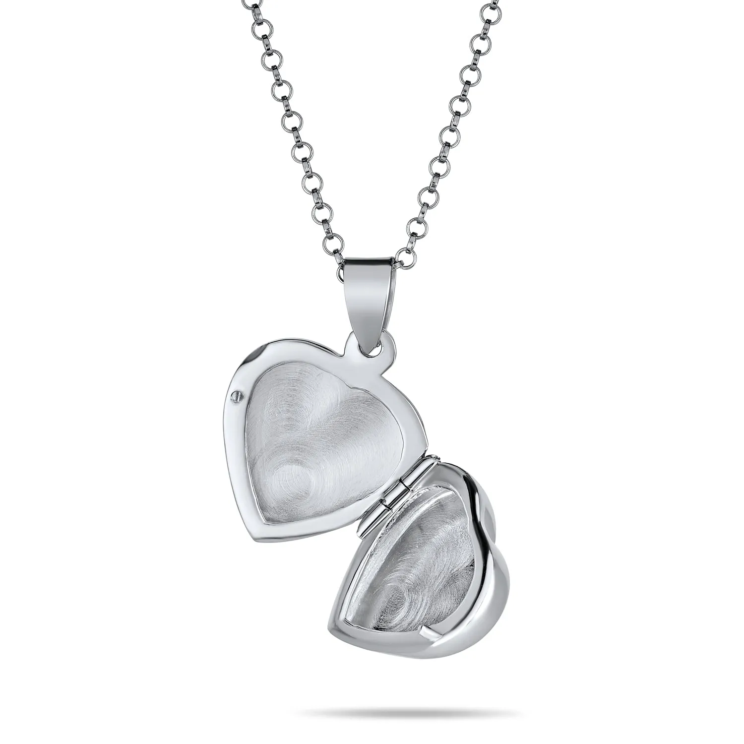 Delicate Vintage Floral Heart Photo Silver Locket Necklace Pendant