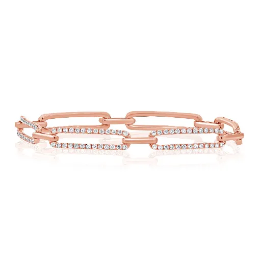 Diamond Links Elongated Paperclip Bracelet