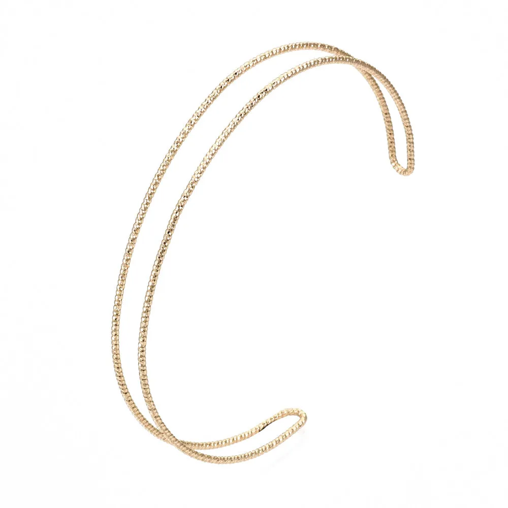 DOUBLE GOLD - Double Band Textured Cuff - Accent Bracelet
