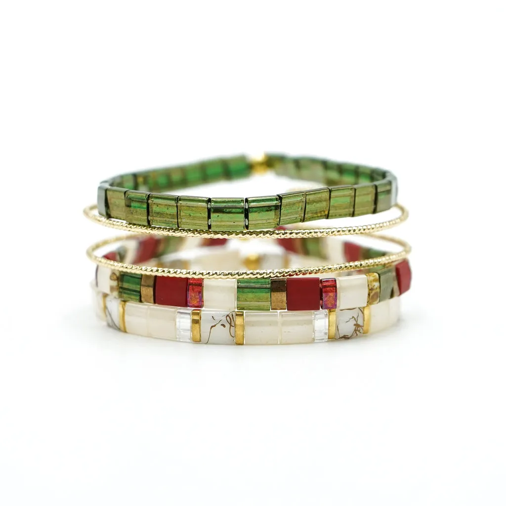 DOUBLE GOLD - Double Band Textured Cuff - Accent Bracelet
