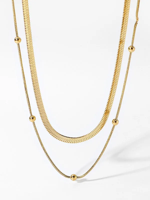Double Layered Snake Chain Solid Color Necklaces Accessories