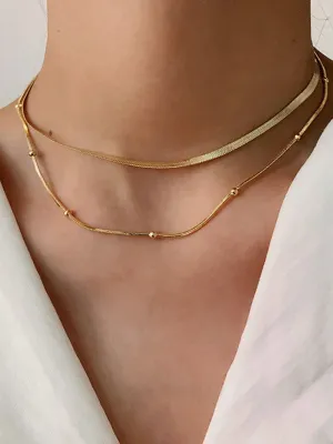 Double Layered Snake Chain Solid Color Necklaces Accessories