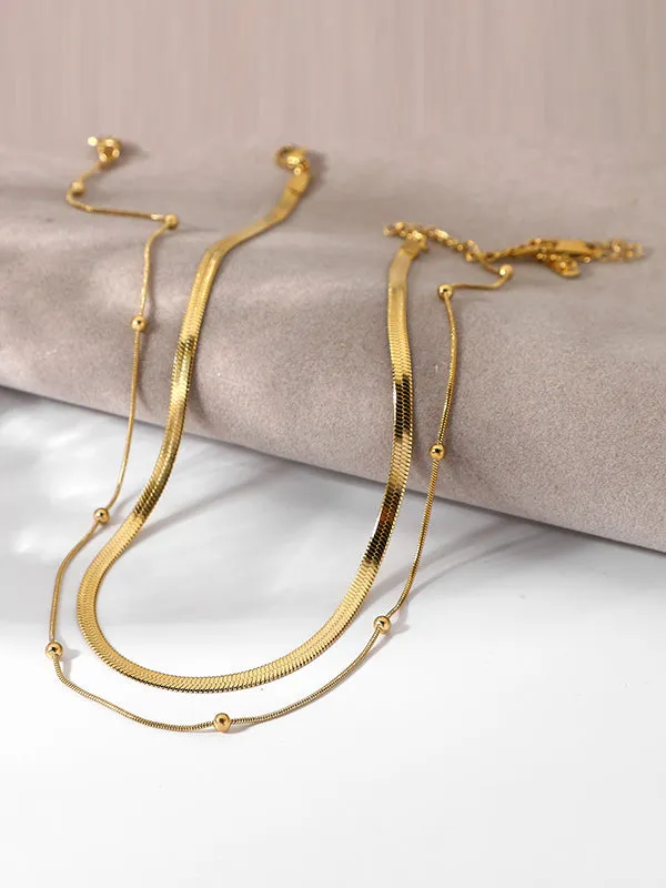 Double Layered Snake Chain Solid Color Necklaces Accessories