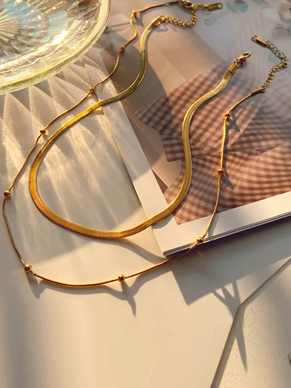 Double Layered Snake Chain Solid Color Necklaces Accessories