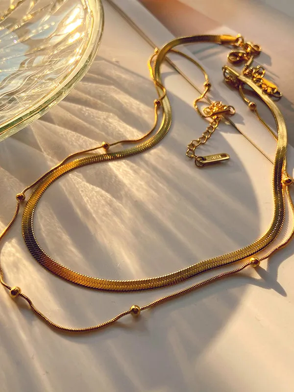 Double Layered Snake Chain Solid Color Necklaces Accessories