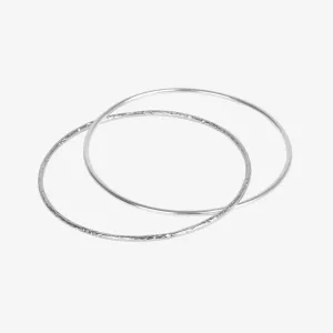 Dual Textured Meteorite Bangle Silver