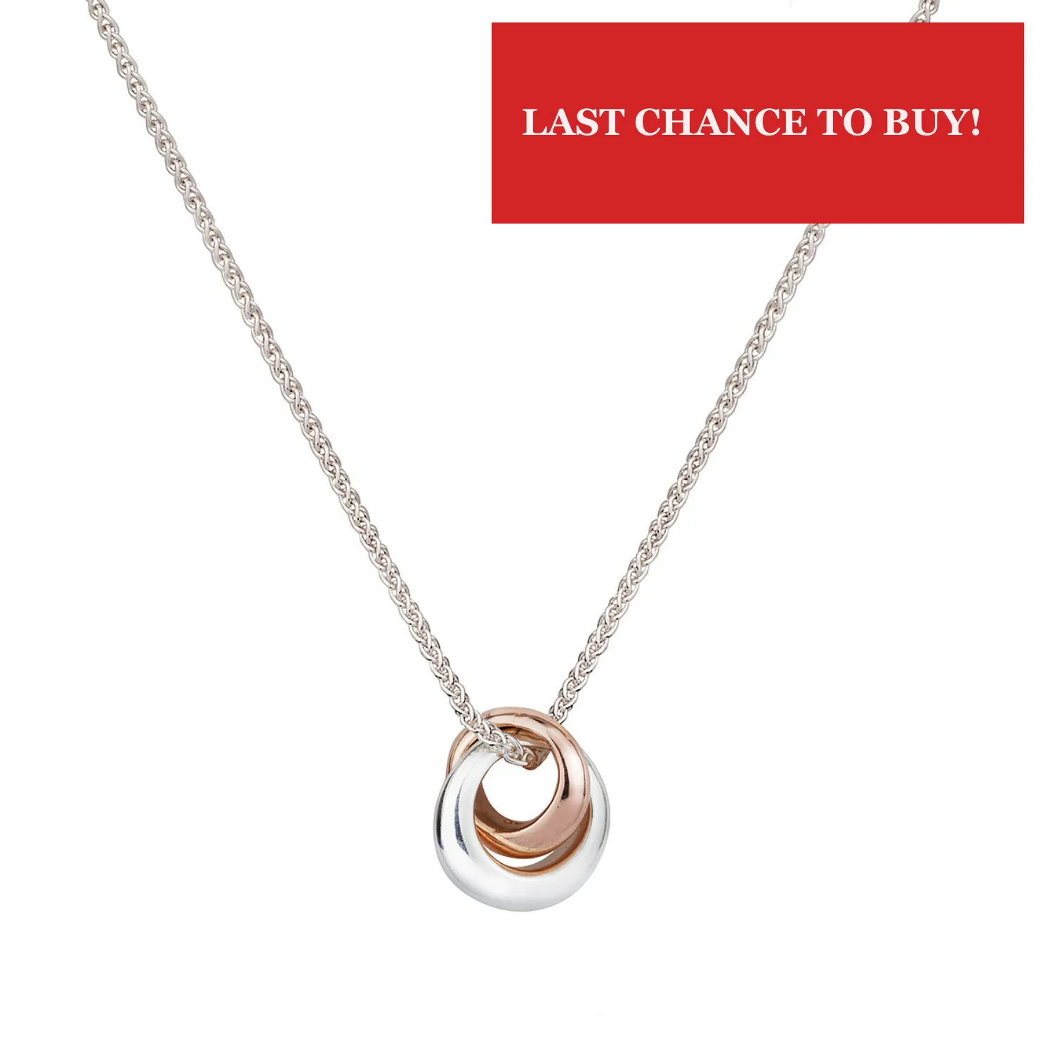 Eclipse Recycled Silver & Solid Rose Gold Necklace
