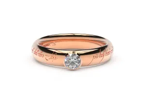 Elegant Elvish Engagement Ring, Red Gold