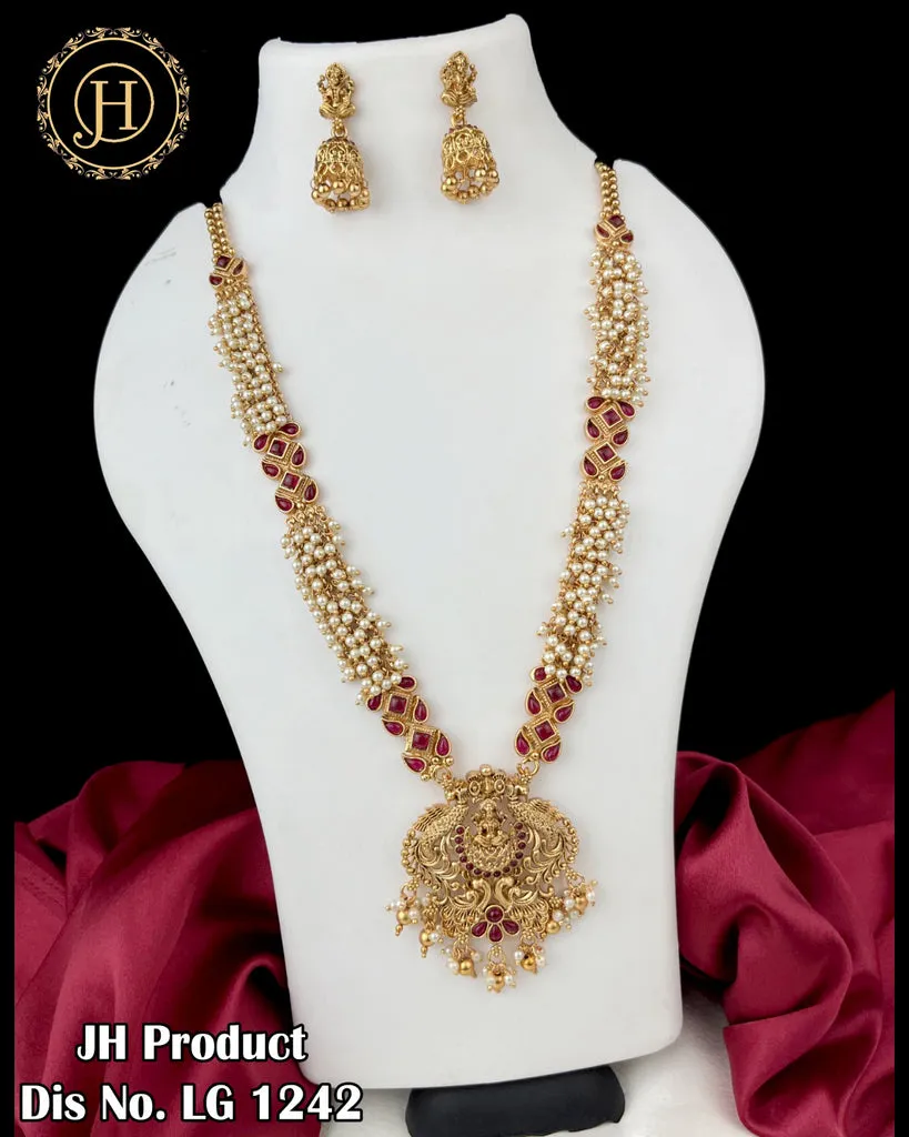 Elegant Gold Plated Designer Necklace With Earrings JH3079