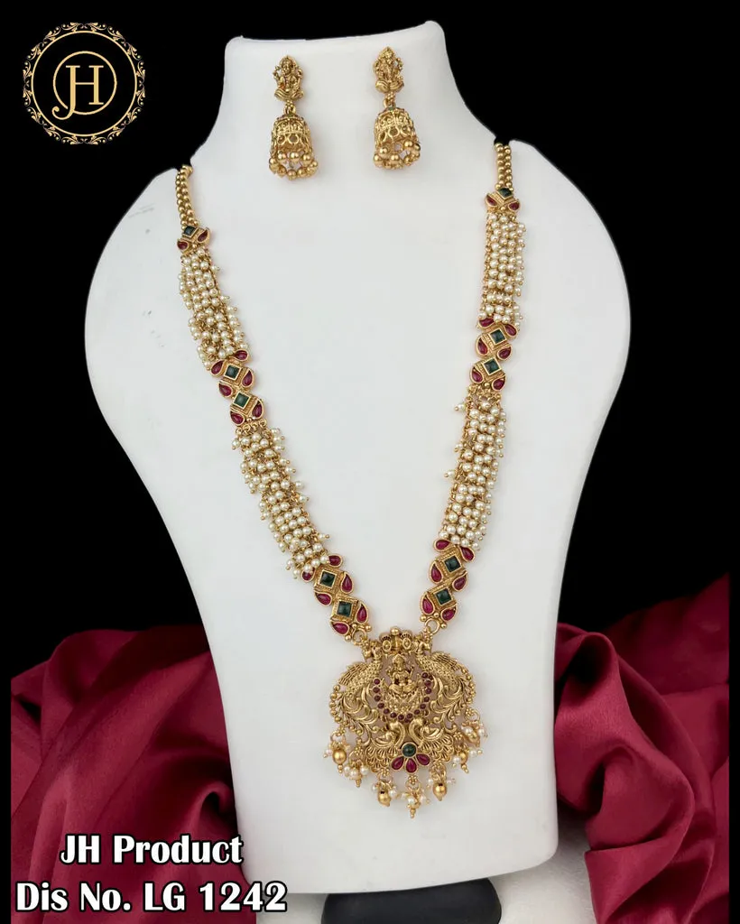 Elegant Gold Plated Designer Necklace With Earrings JH3079