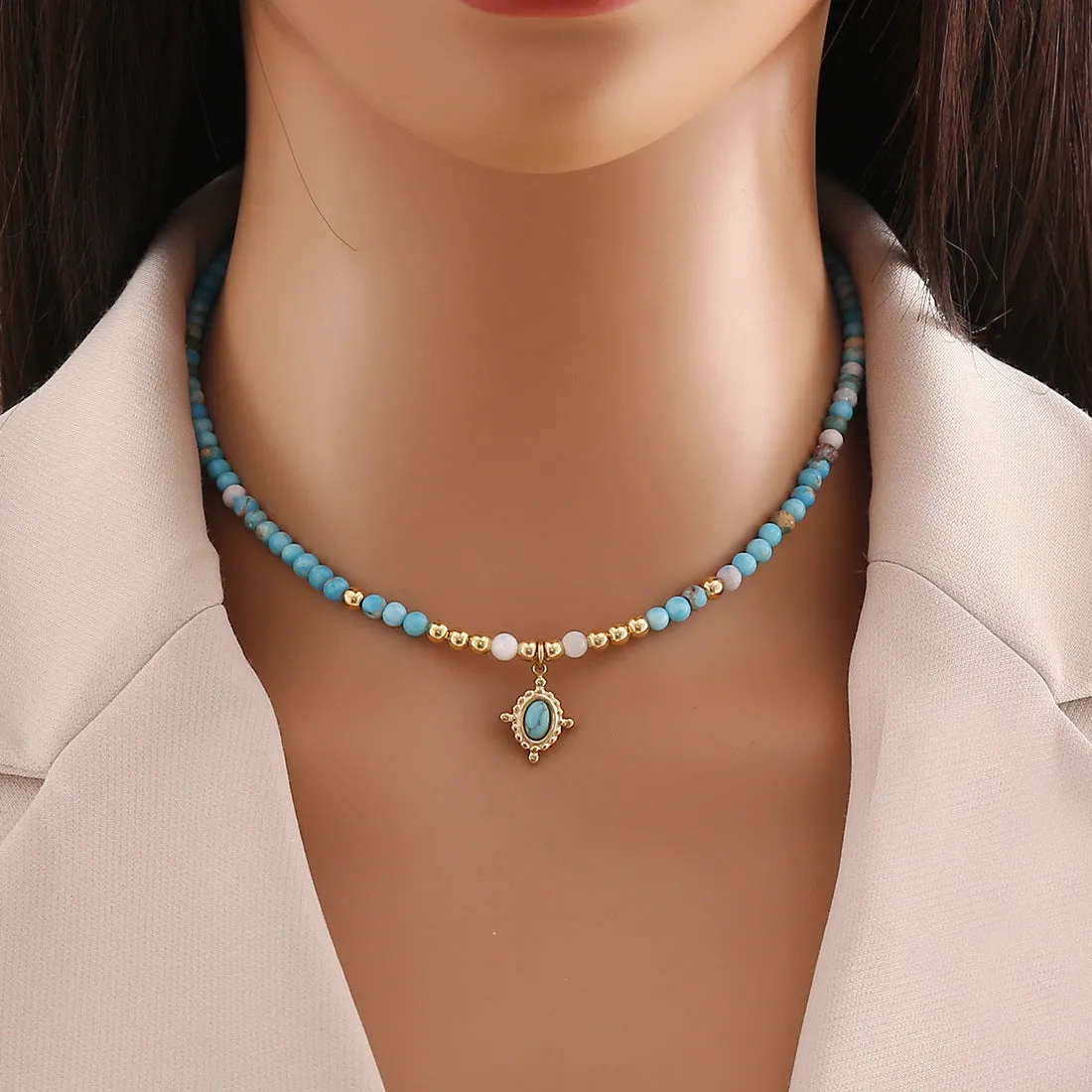 Ellipse Geometric Natural Stone Handmade Necklaces