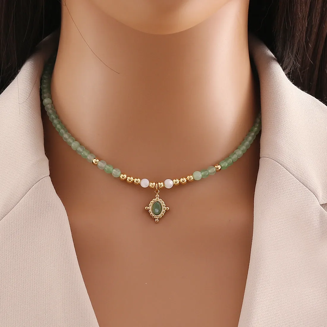 Ellipse Geometric Natural Stone Handmade Necklaces