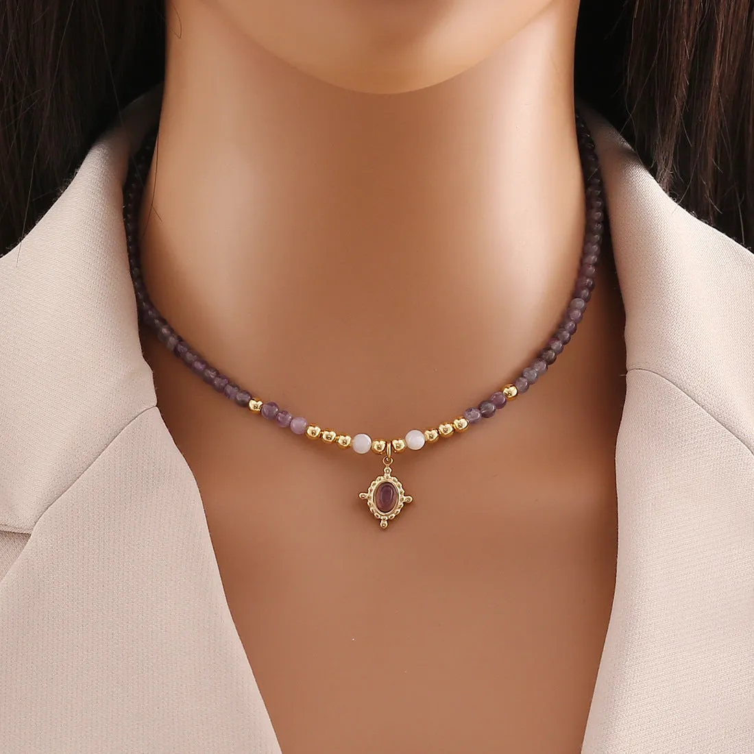 Ellipse Geometric Natural Stone Handmade Necklaces
