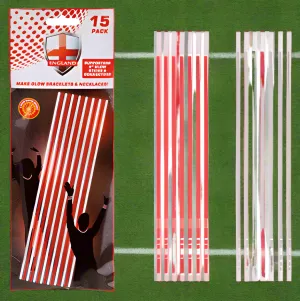 EUFA EURO 2024 England Glow Stick Connectors 15 Pack - 20cm x 5mm