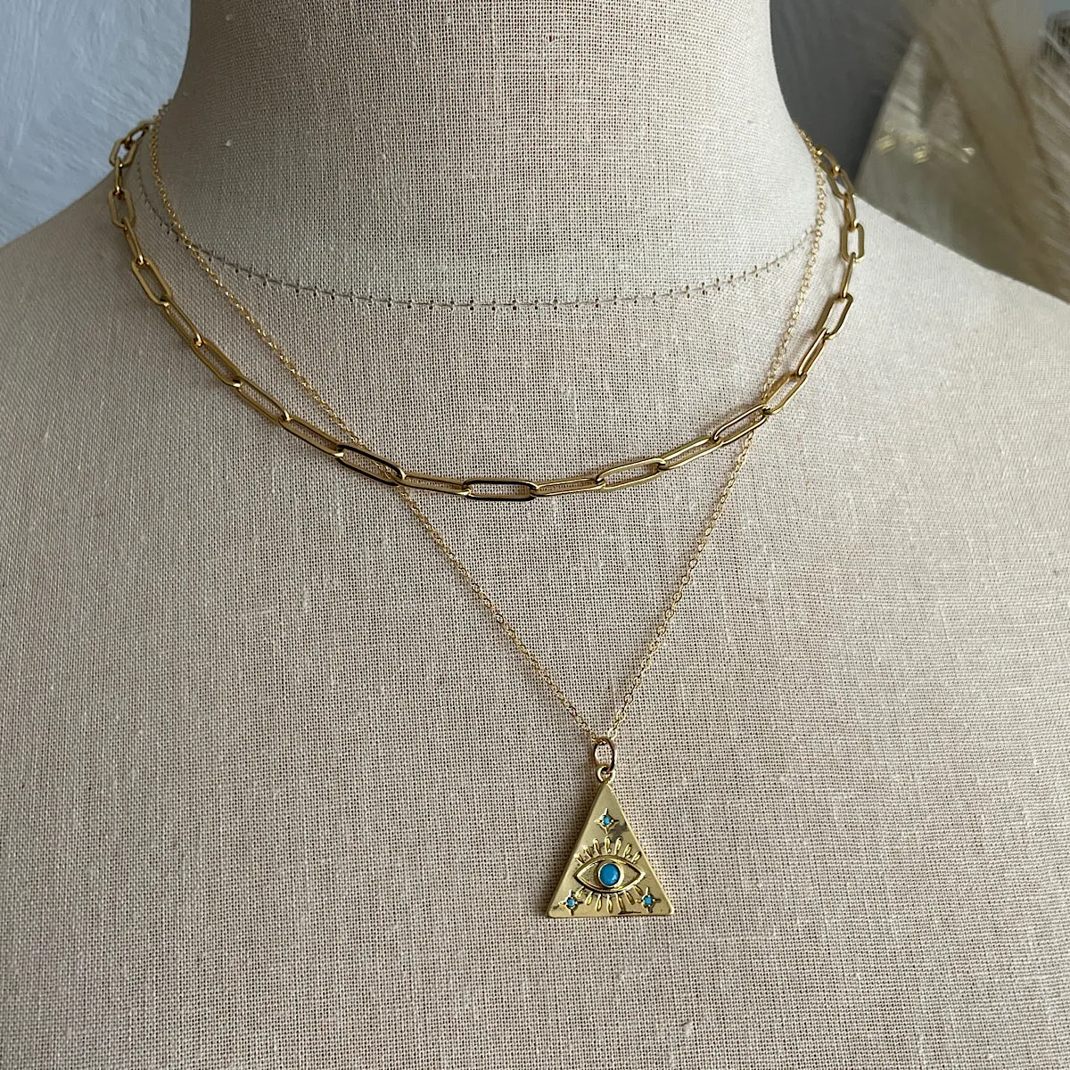 Evil Eye Pyramid Necklace