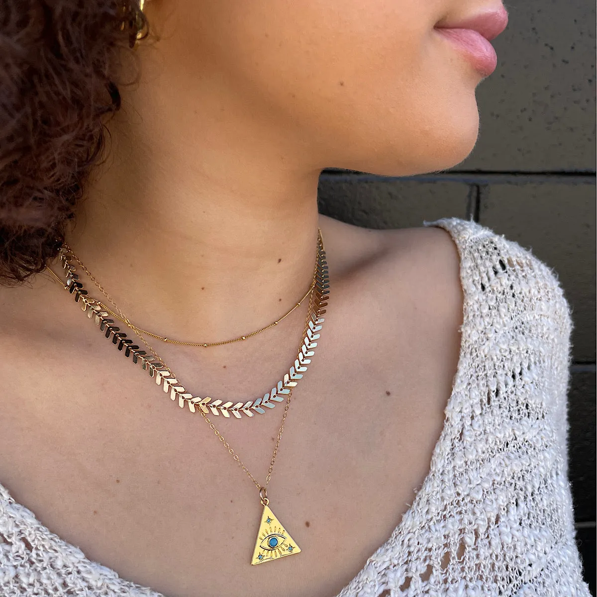 Evil Eye Pyramid Necklace