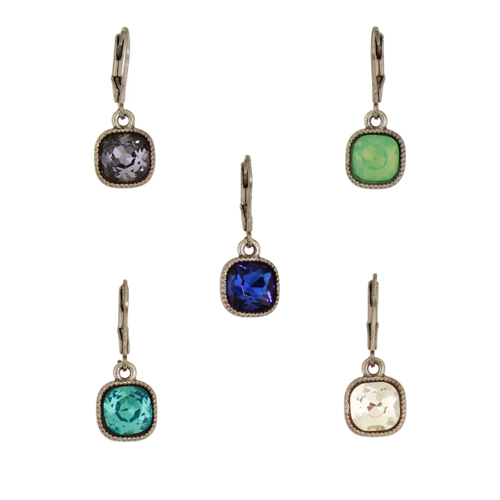 Faceted Crystal Square Earrings
