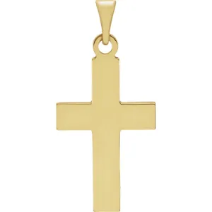 Fine Bold Christian Cross in Solid 14 Karat Yellow Gold