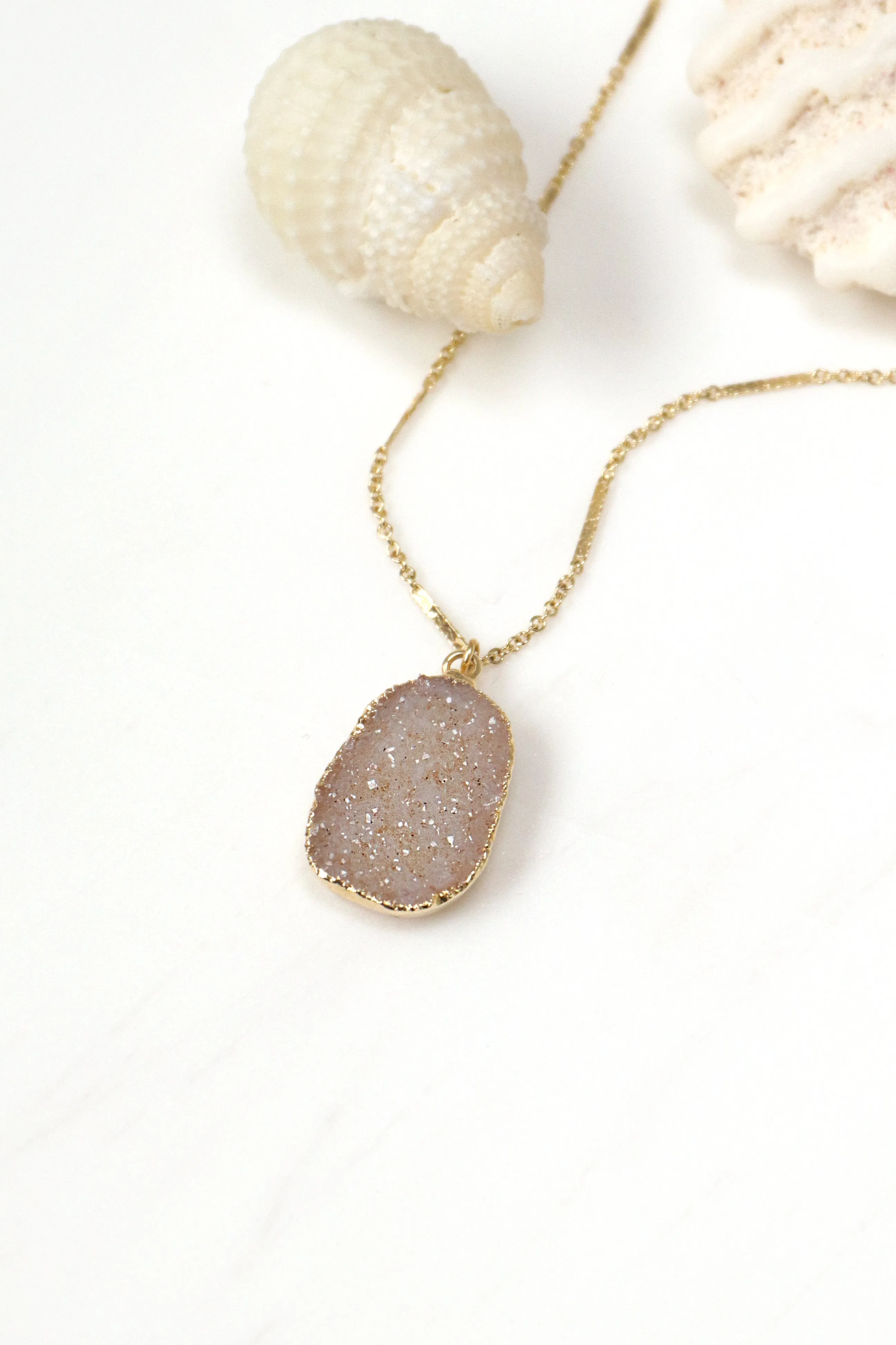 Free Form Druzy Gold Necklace