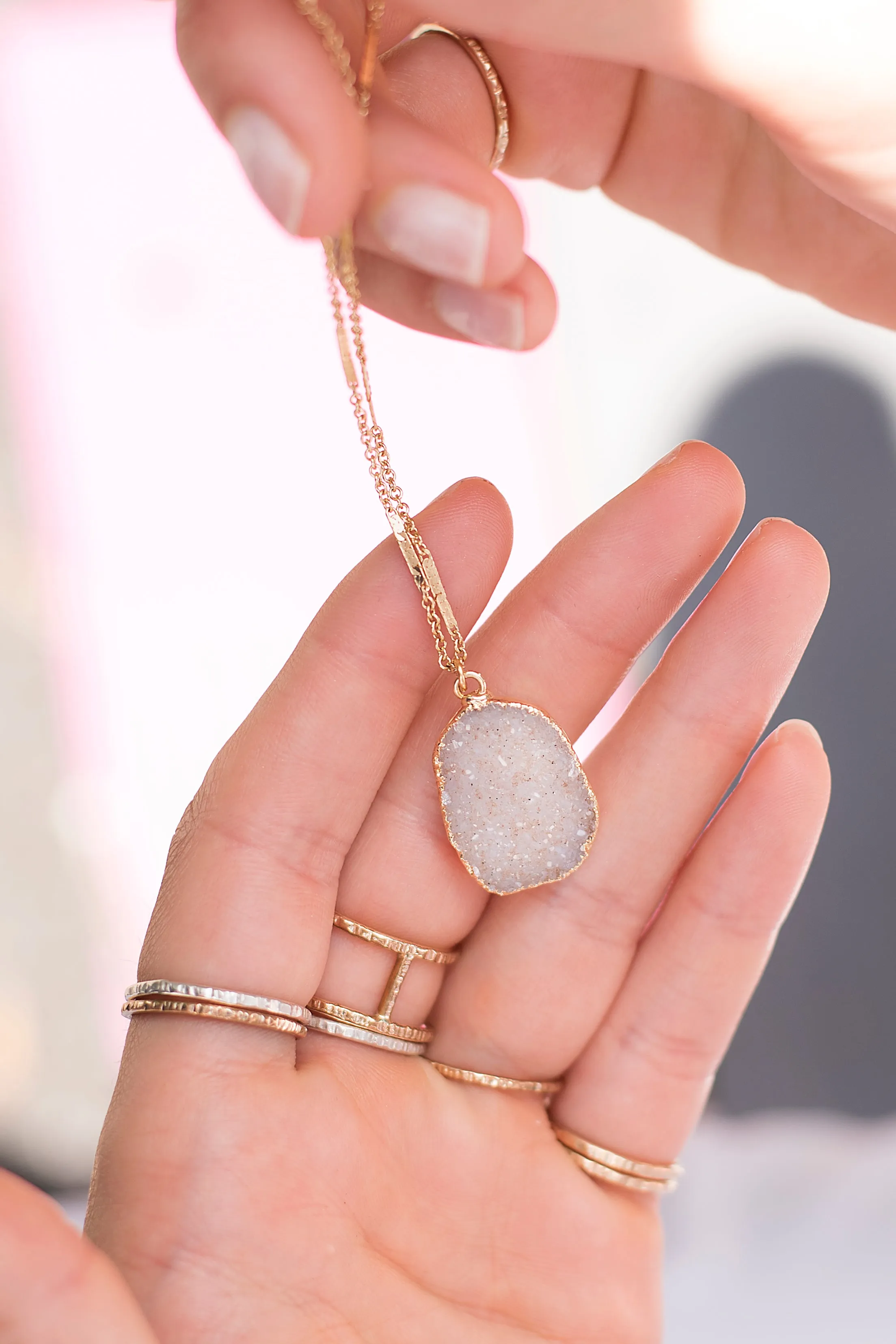 Free Form Druzy Gold Necklace