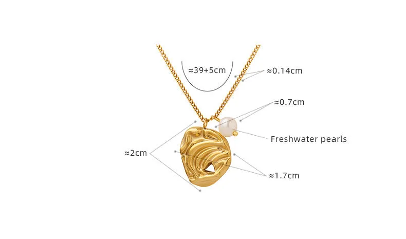 Geometric Pendant Pearl Charm Necklace