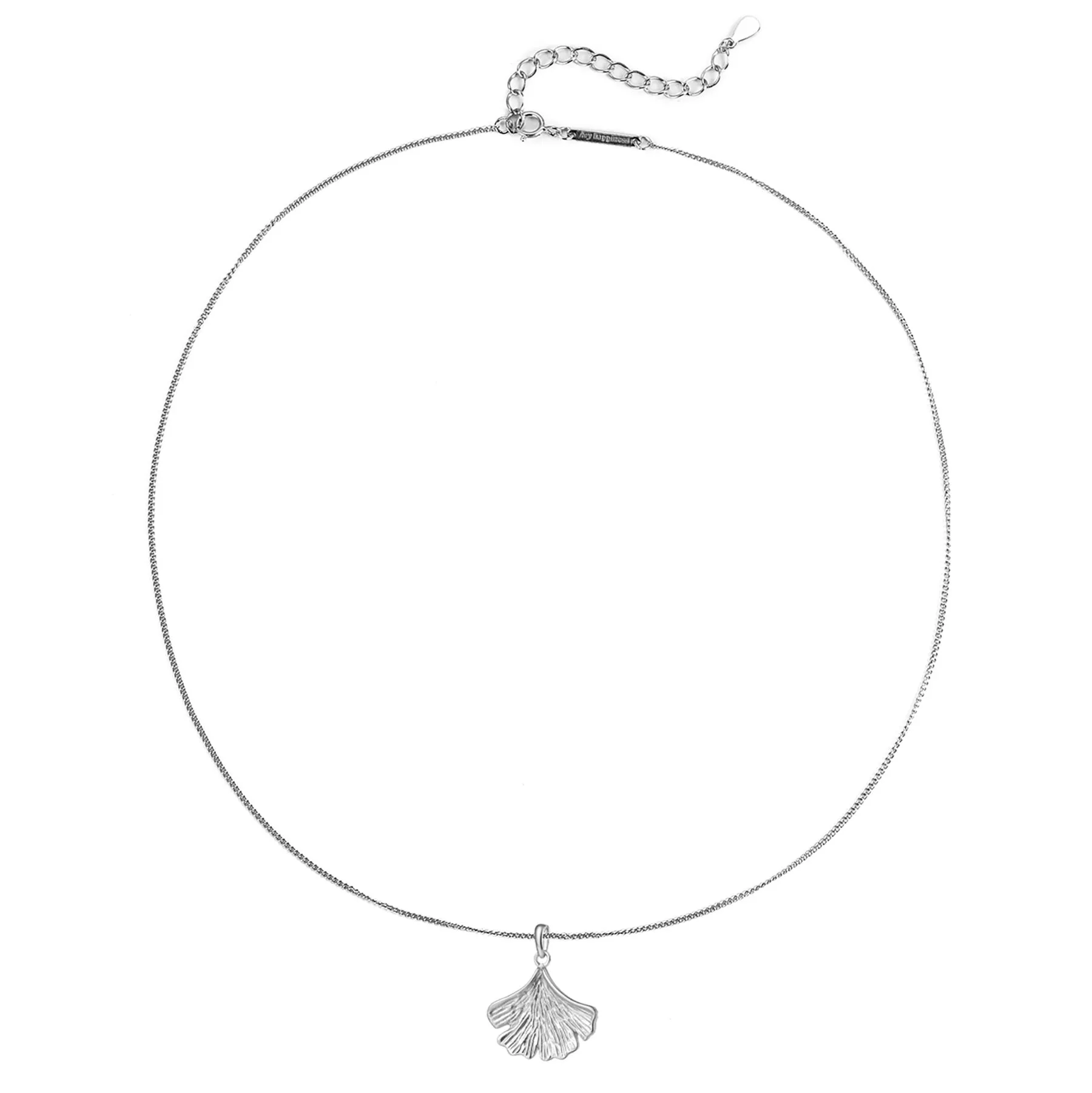 Ginkgo Leaf Pendant Necklace Sterling Silver