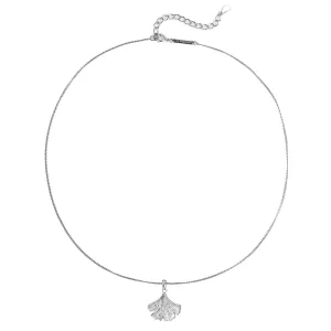 Ginkgo Leaf Pendant Necklace Sterling Silver