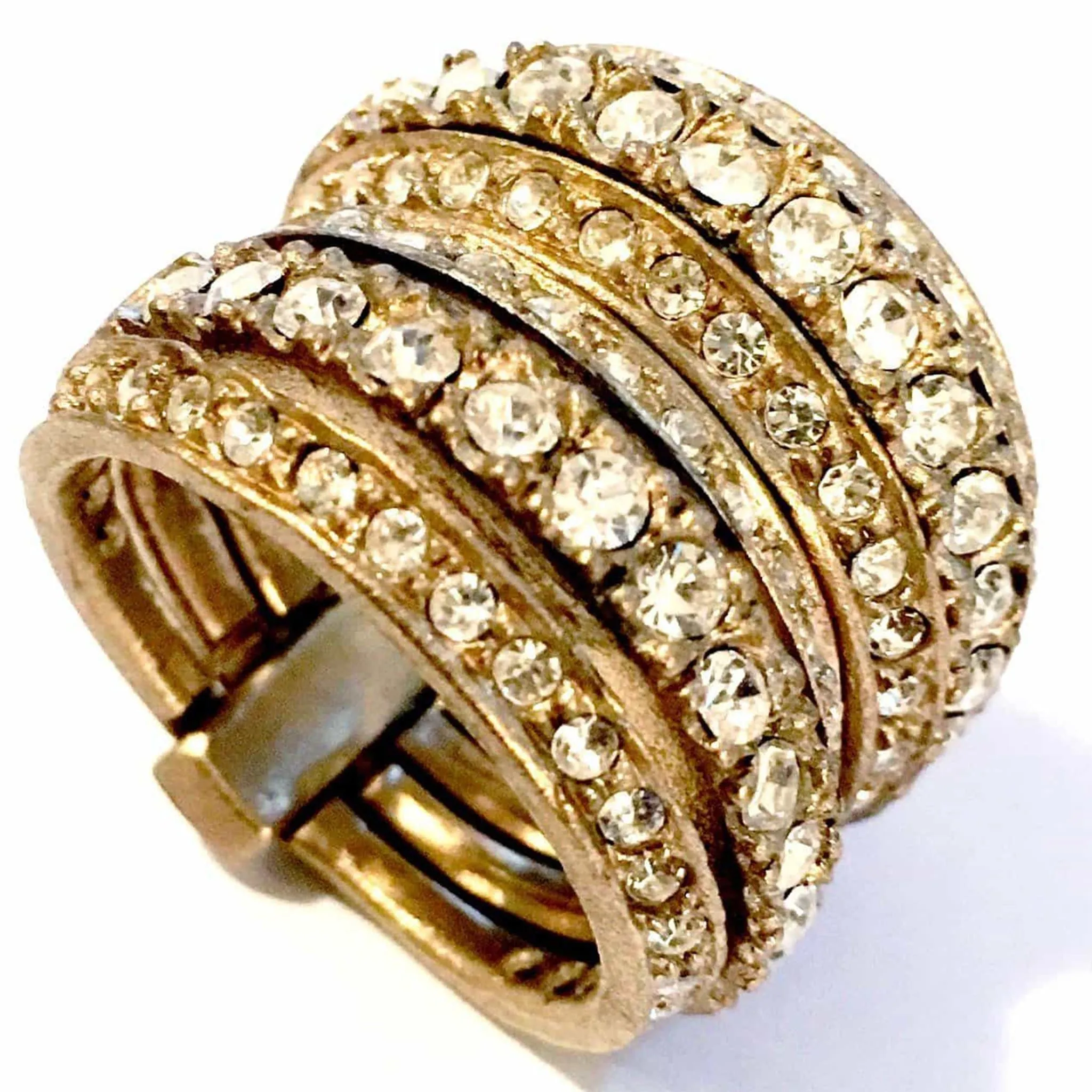 Giora Multiple Ring in Bronze With Swarovski Crystals