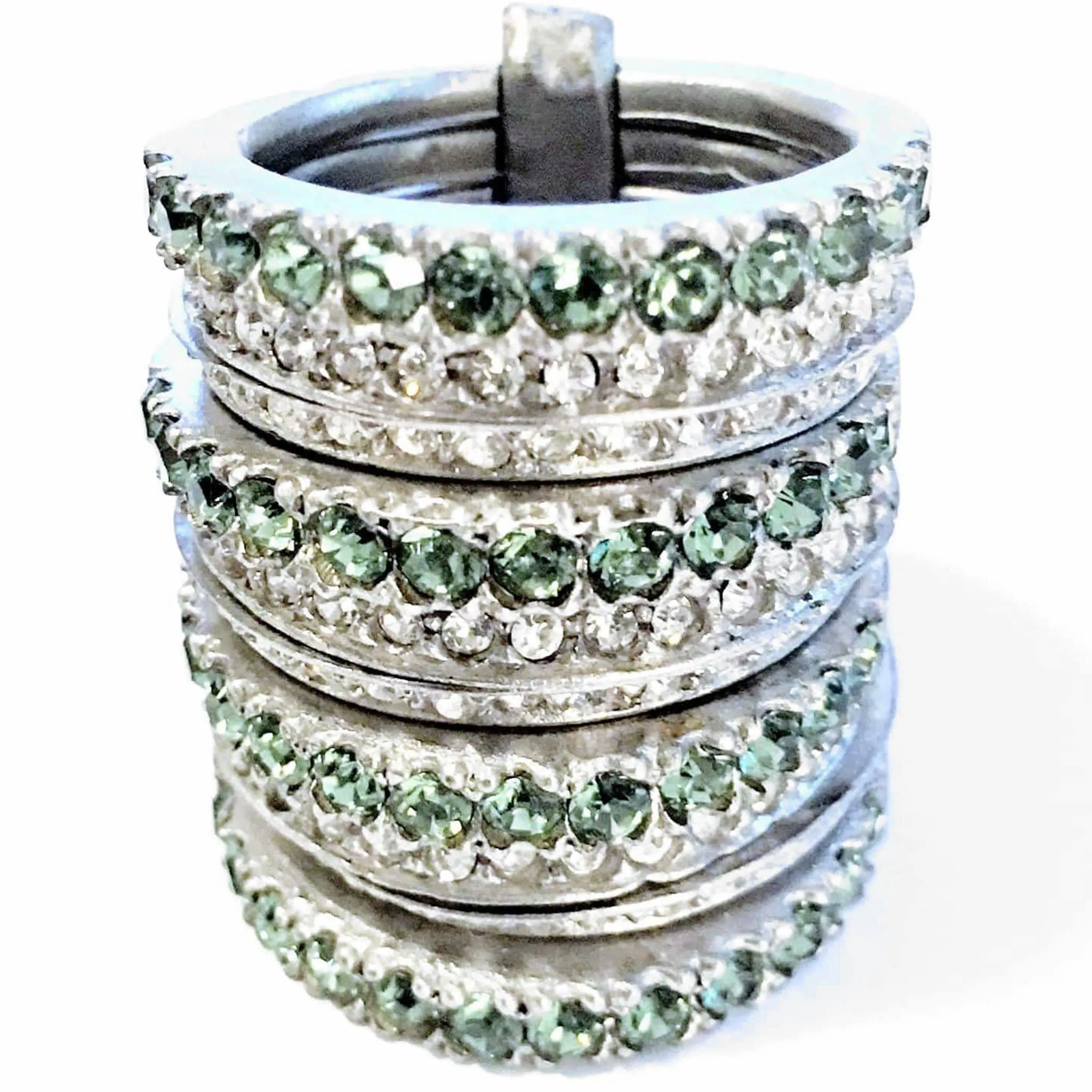 Giora Multiple Ring in Bronze With White and Green Swarovski Crystals