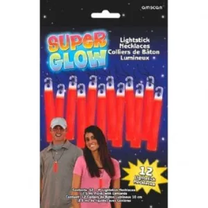 Glow 4in Sticks - Red 12ct
