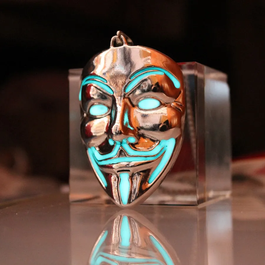 Glow in the Dark Guy Fawkes Mask Necklace