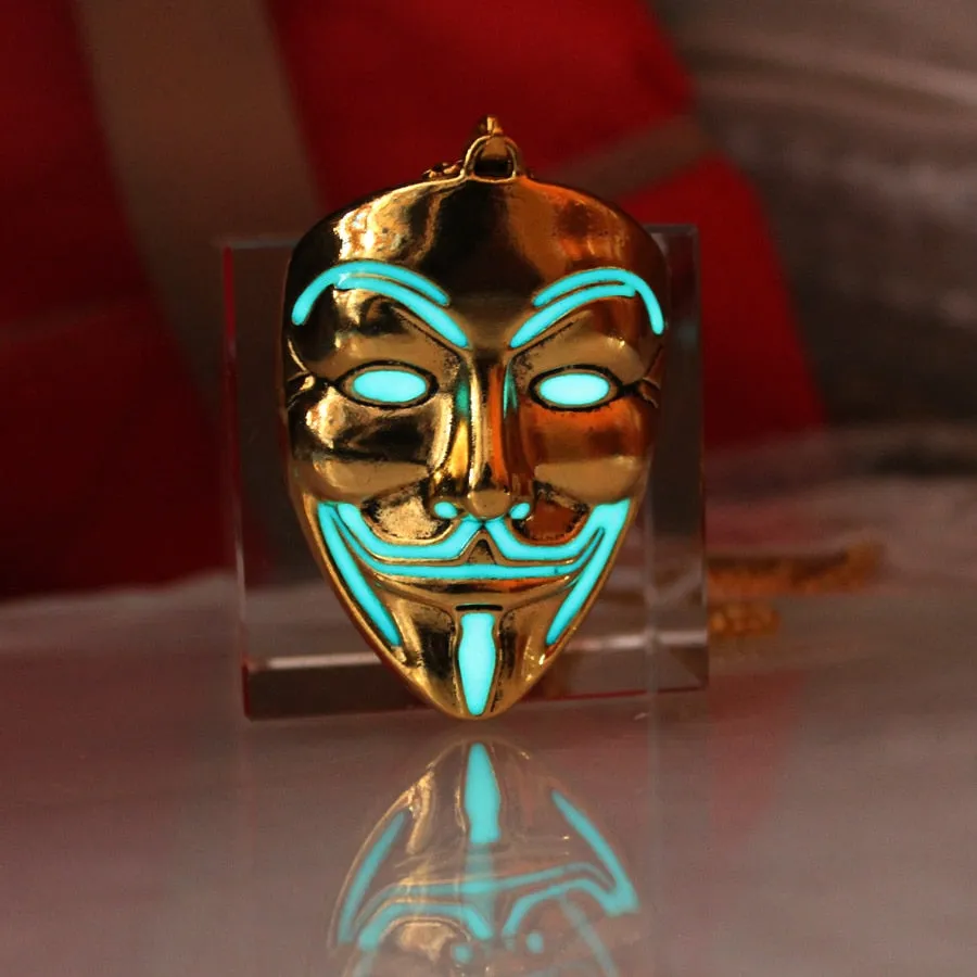 Glow in the Dark Guy Fawkes Mask Necklace