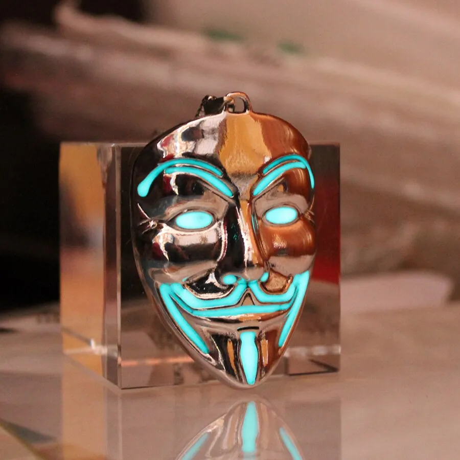 Glow in the Dark Guy Fawkes Mask Necklace