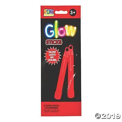 Glow Sticks 2 Ct 4" Red