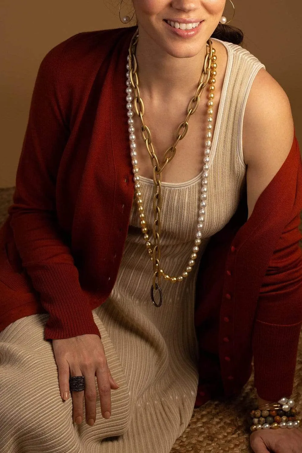 Gold And White South Sea Pearl Necklace