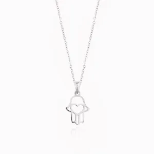 Gold Hamsa Necklace with Heart