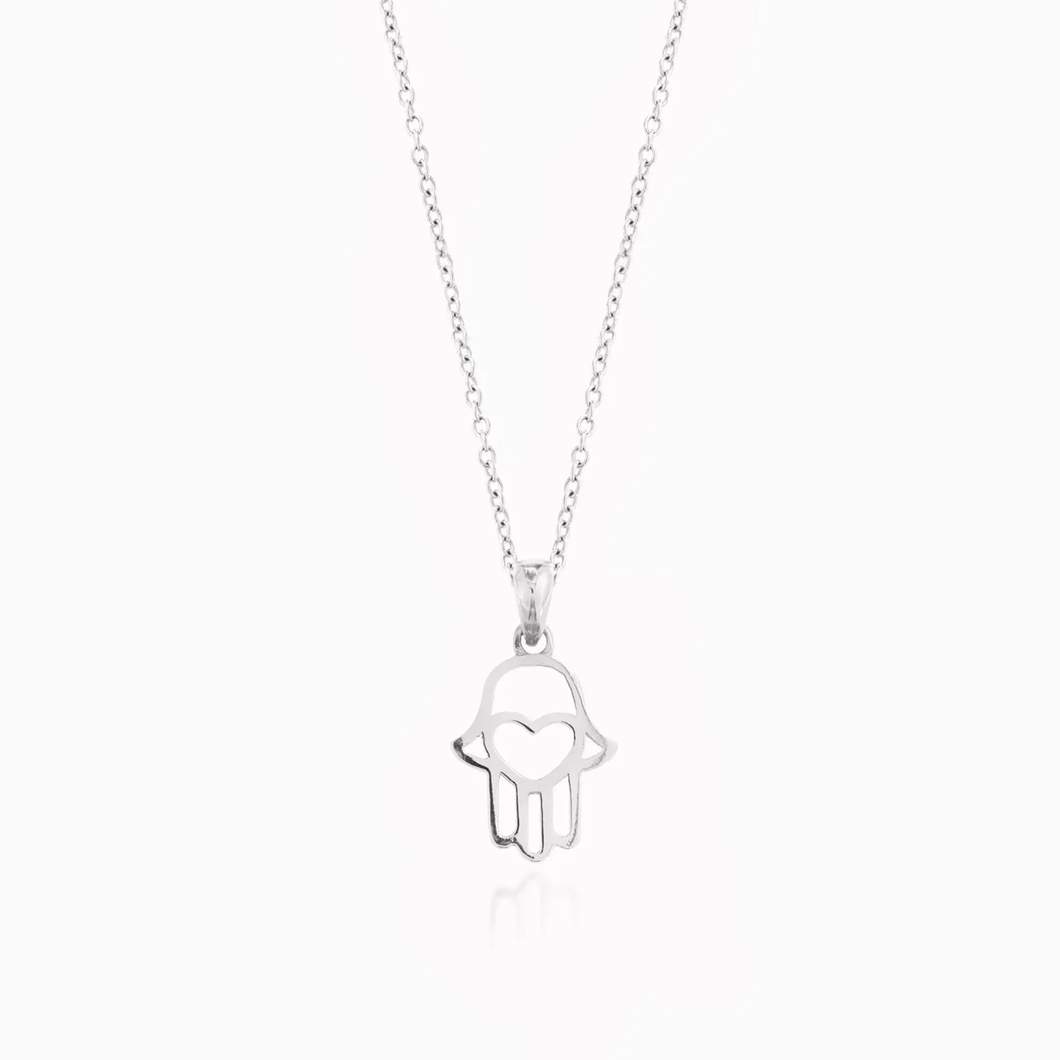 Gold Hamsa Necklace with Heart