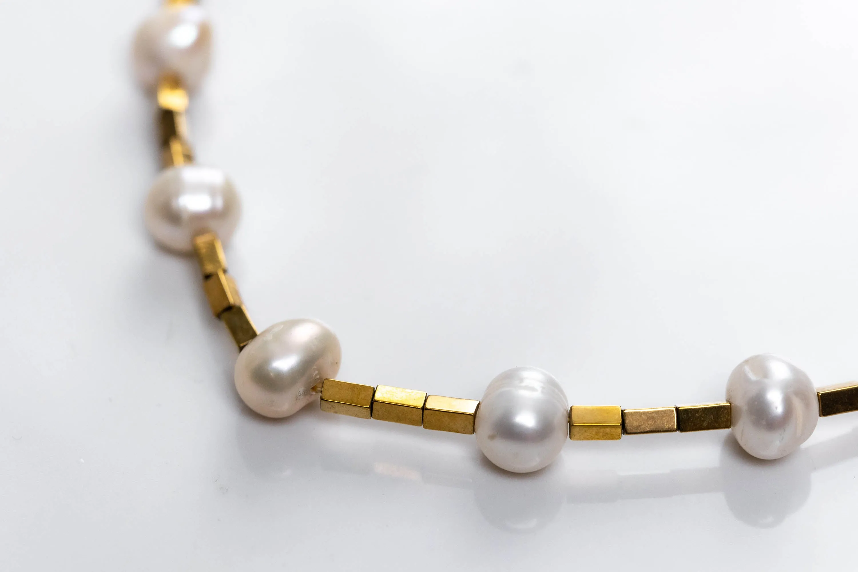 Gold hematite and FWP necklace
