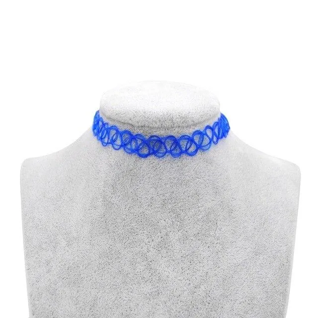 Gothic Elastic Necklace Stretch Tattoo Choker - 5 Colours