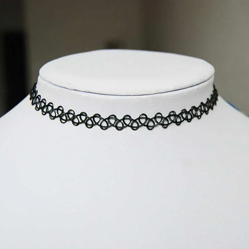 Gothic Elastic Necklace Stretch Tattoo Choker - 5 Colours