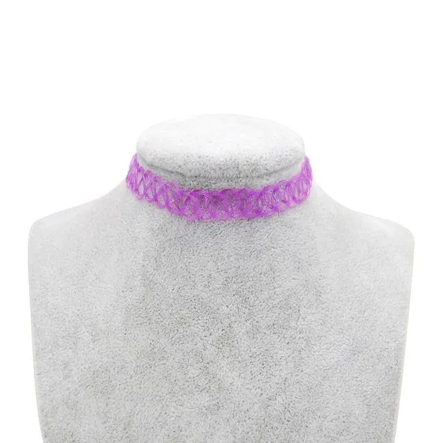 Gothic Elastic Necklace Stretch Tattoo Choker - 5 Colours